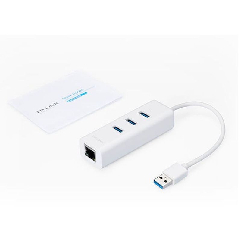 Hub USB TP-Link UE330 con Ethernet Gigabit oblicuo