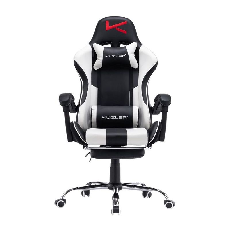 Silla gamer Kuzler RIK-101B reclinable blanca y negra