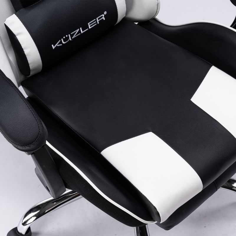 Silla gamer Kuzler RIK-101B reclinable blanca y negra garantía