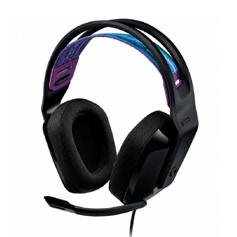 Audífonos gamer Logitech G335 negros con micrófono frontal