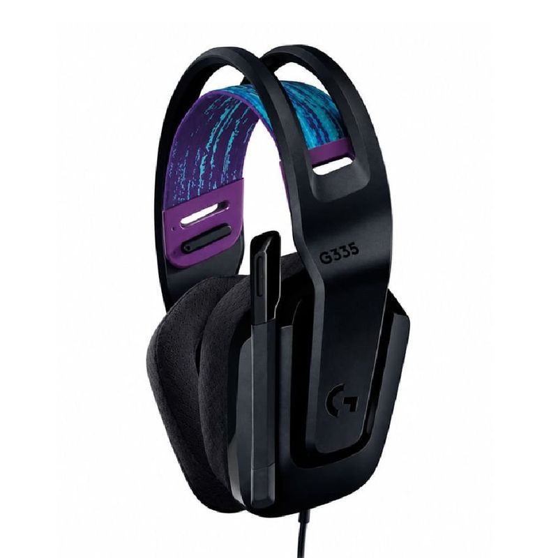 Audífonos gamer Logitech G335 negros con micrófono lateral