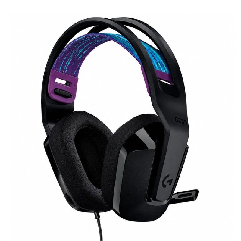 Audífonos gamer Logitech G335 negros con micrófono diagonal