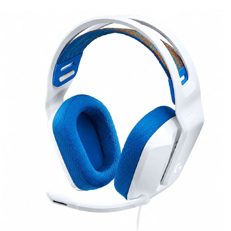 Audífonos gamer Logitech G335 blancos con micrófono frontal