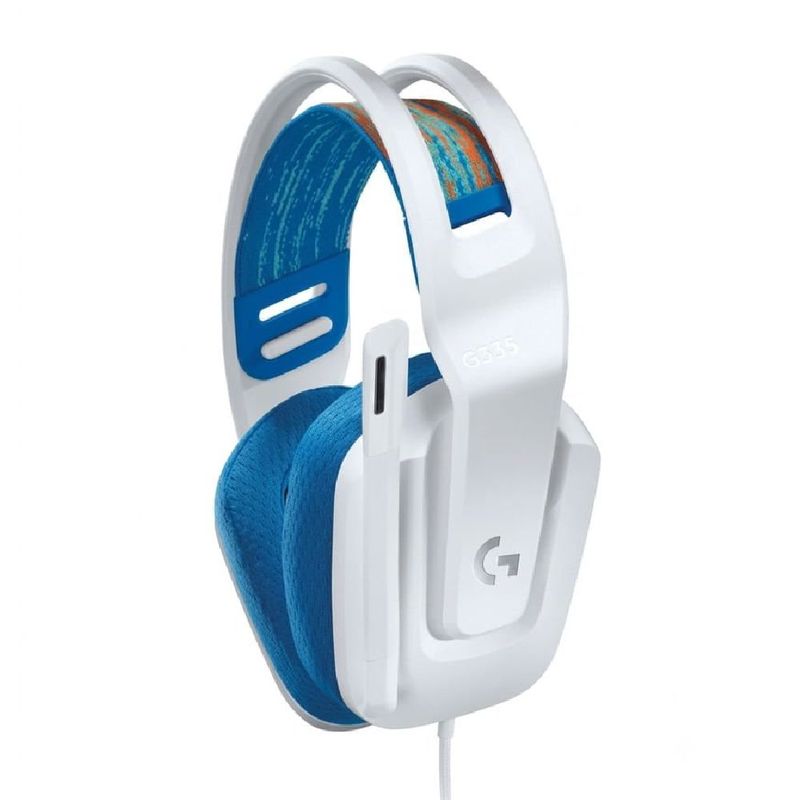 Audífonos gamer Logitech G335 blancos con micrófono lateral