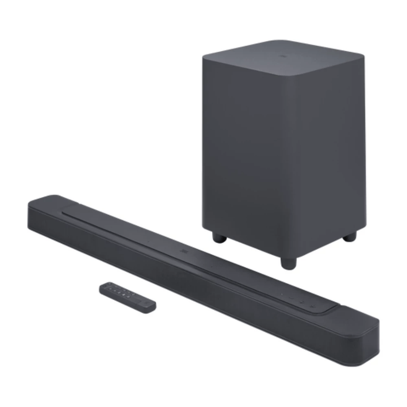 Barra JBL BAR 500 590W Dolby Atmos Bluetooth 5.0 negro oblicuo