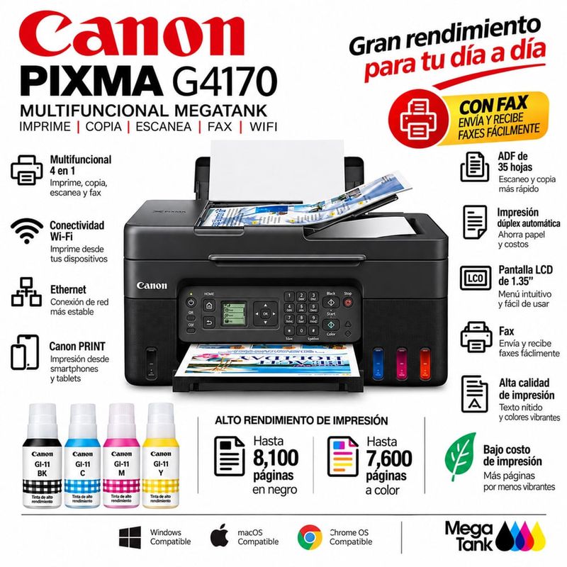Impresora Canon Pixma G4170 Wi-Fi con ADF