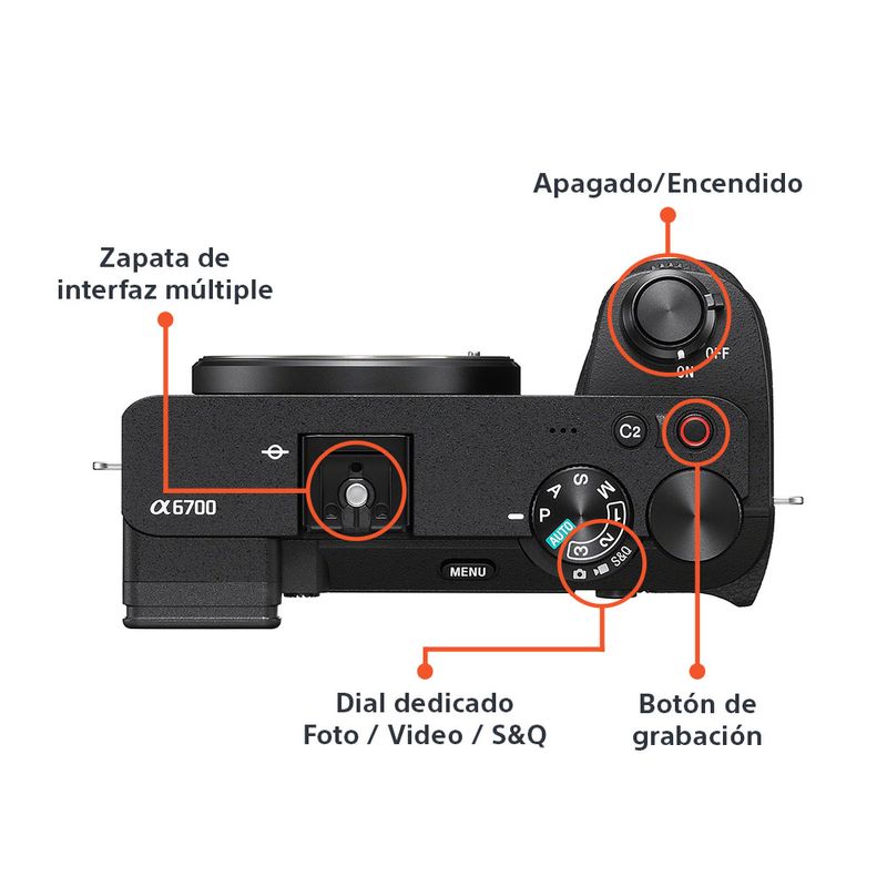 Cámara Sony ILCE-6700K APS-C 26MP 4K con lente 16-50mm II negro partes
