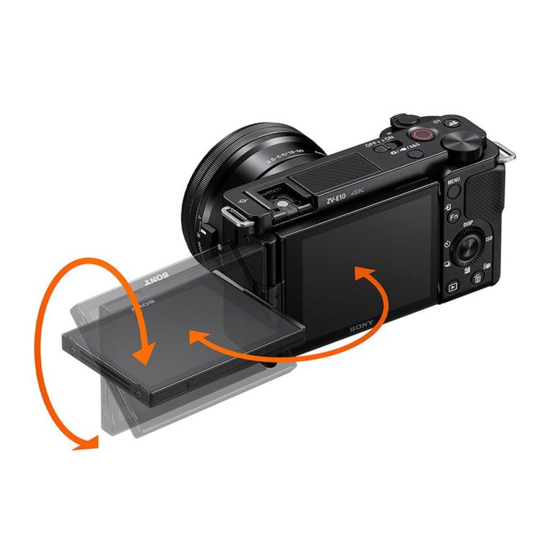 Cámara Sony ZV-E10K APS-C 24.2MP 4K con lente 16-50mm II negro dorsal oblicuo
