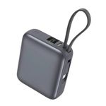 Power Bank QCY 10000 mAh 35W USB Tipo-C gris frontal oblicuo