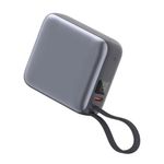 Power Bank QCY 10000 mAh 35W USB Tipo-C gris frontal oblicuo