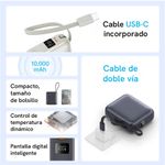 Power Bank QCY 10000 mAh 35W USB Tipo-C gris especificaciones