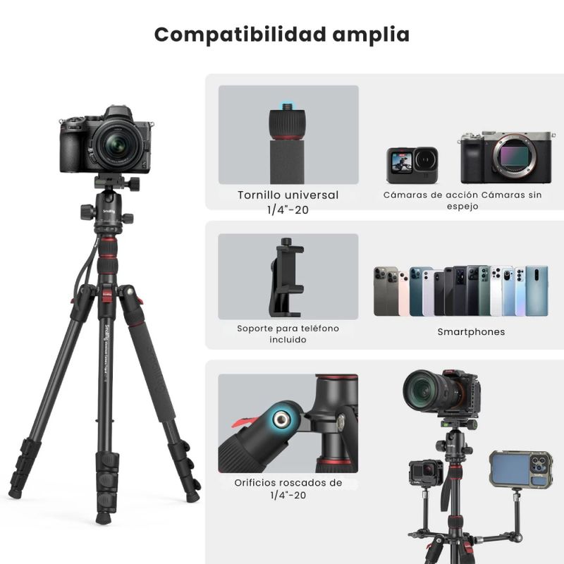 Trípode SmallRig CT-10 3935 2 en 1 max. 1.82m negro compatibilidad