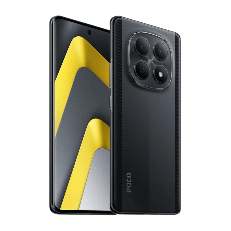 Celular Xiaomi POCO M8 256 GB 8 GB RAM 50 MP 5G negro oblicuo