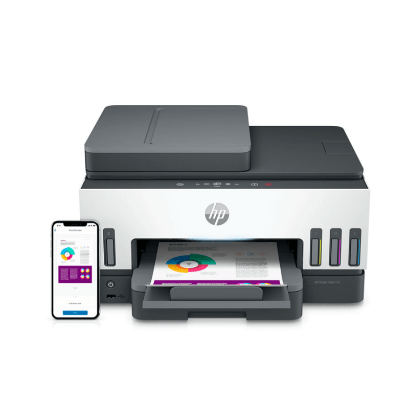 Impresora multifuncional HP Smart Tank 790 Wi-Fi gris frontal