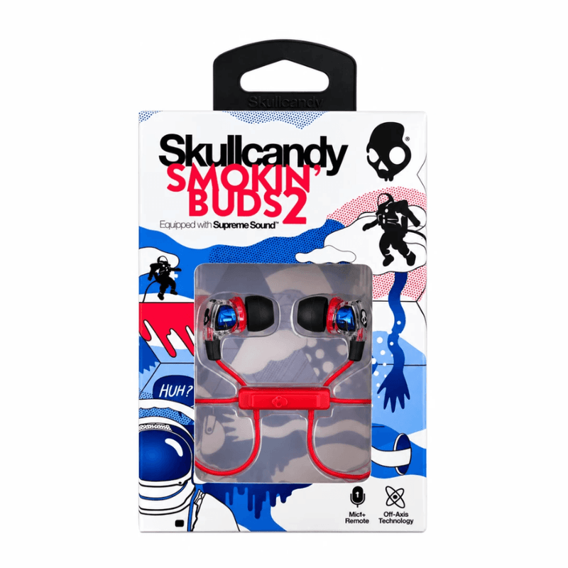 Audífonos Skullcandy Smokin Buds 2 3.5 mm azul con rojo contenido de caja