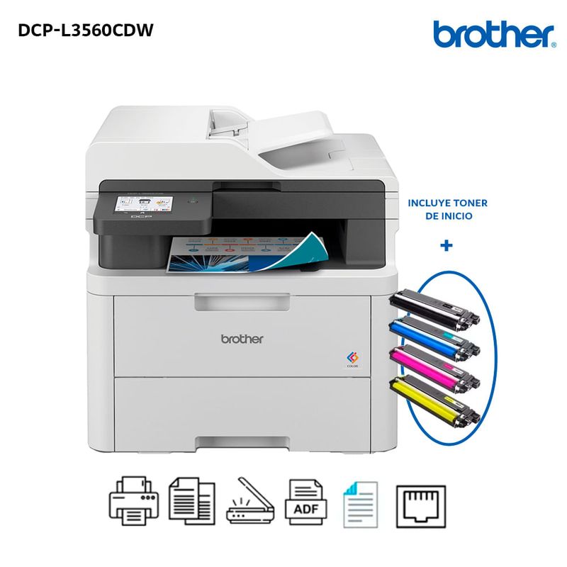 Impresora Brother DCP-L3560CDW LED con Wi-Fi