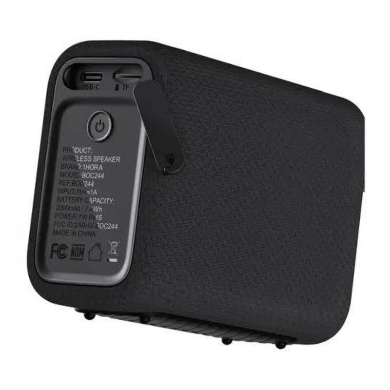 Parlante 1Hora BOC244 7 W Bluetooth 5.3 10 h FM negro botón encendido