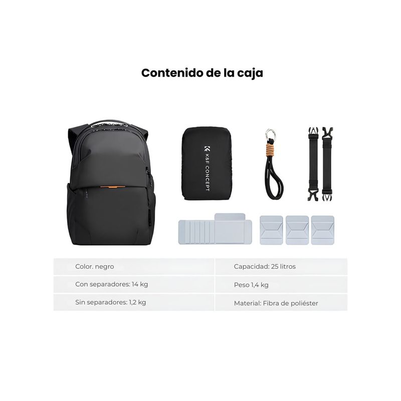 Mochila K&F Concept Urban Wander 03 25 L seguro