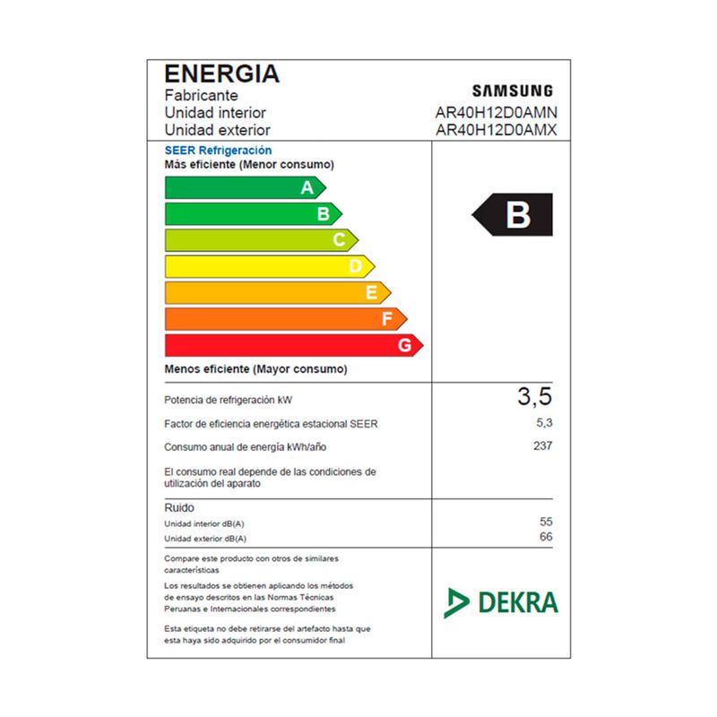 Aire acondicionado Samsung EcoWind 12,000 BTU características