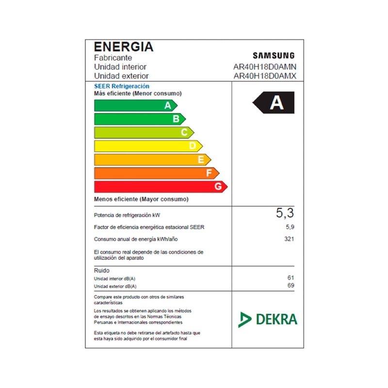 Aire acondicionado Samsung EcoWind 18,000 BTU características