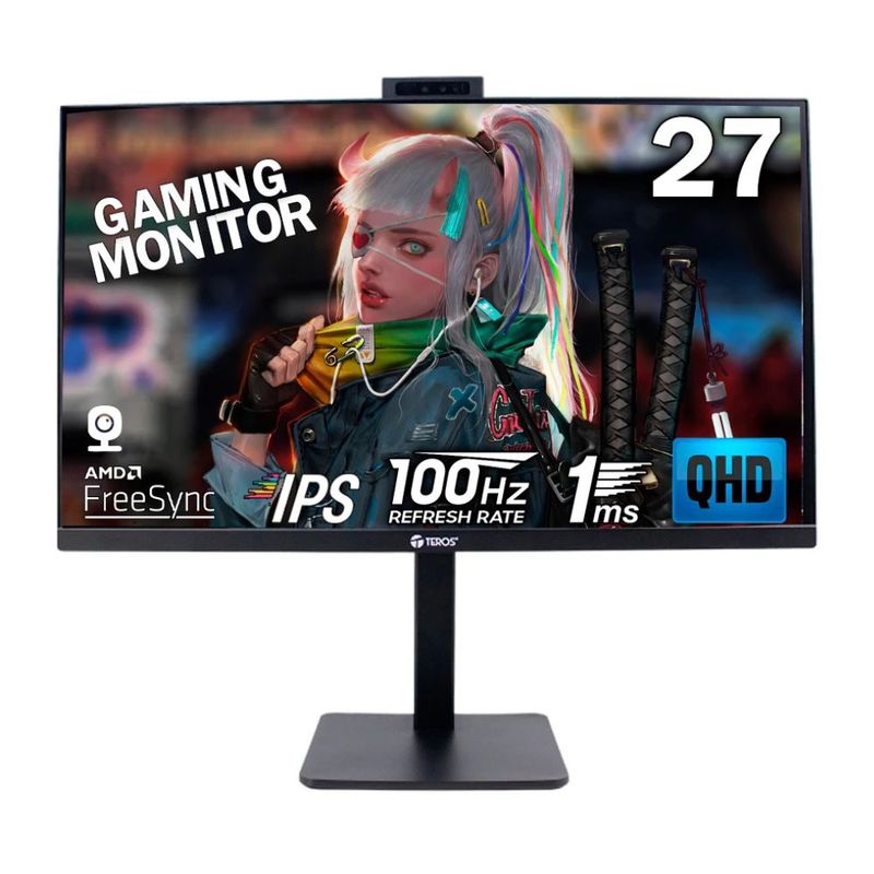 Monitor TEROS TE-2715CS 27" IPS QHD 100Hz 1ms HDMI negro frontal