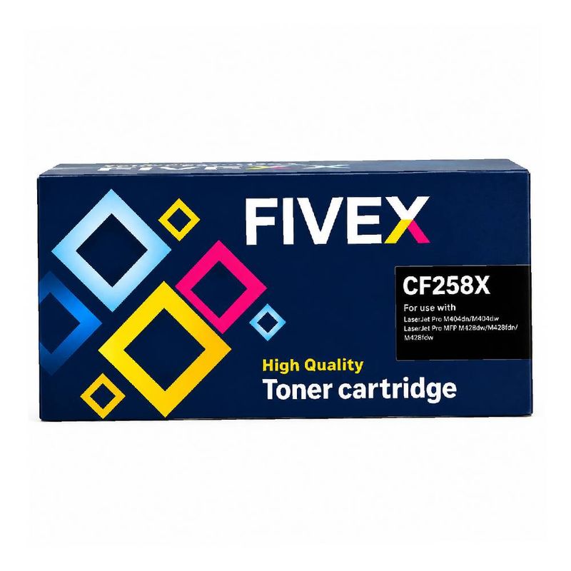 Tóner Fivex 58X CF258X HP M404/M428, 10,000 páginas frontal