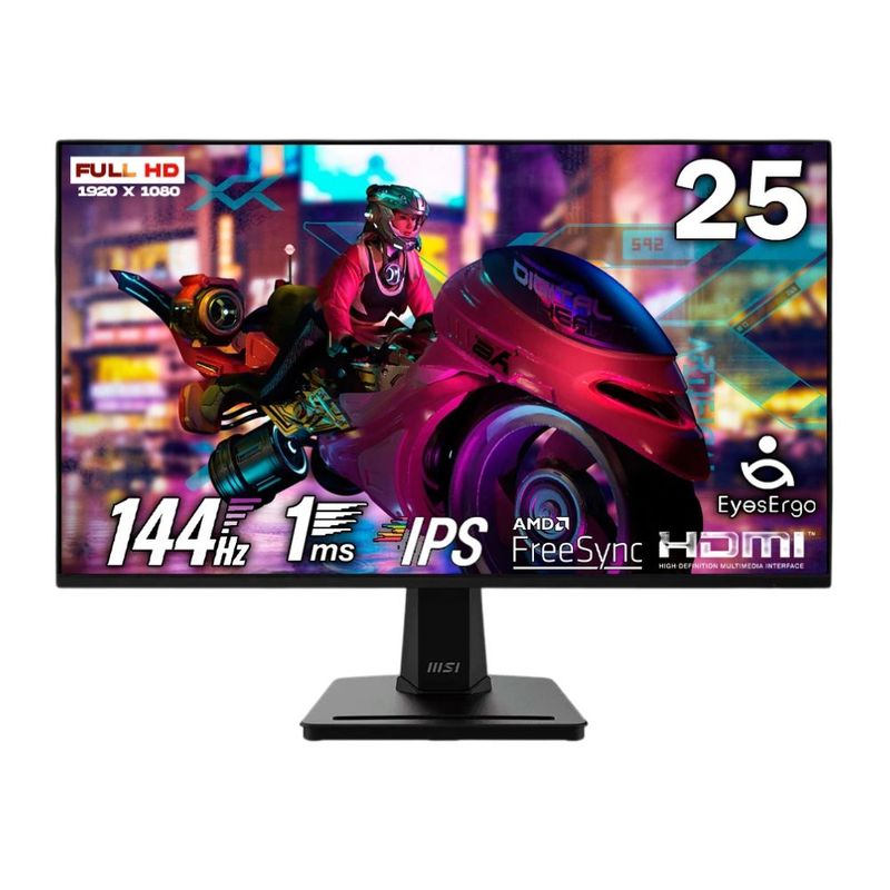 Monitor MSI PRO MP251 E14L 25" IPS FHD 144Hz 1ms HDMI negro frontal