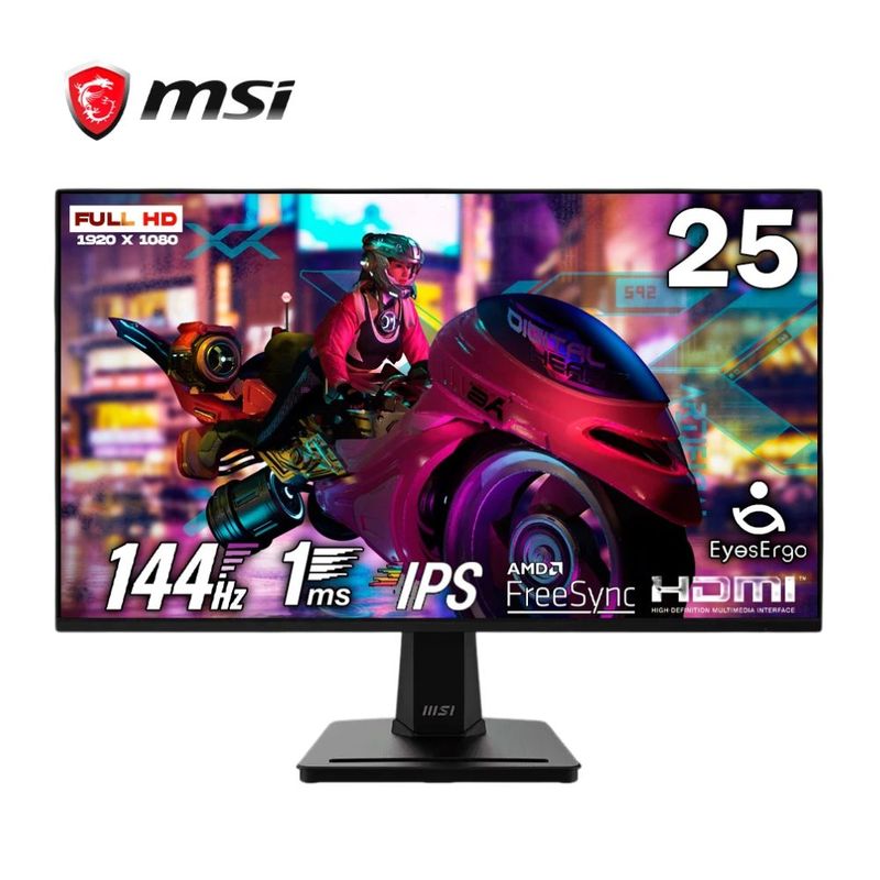 Monitor MSI PRO MP251 E14L 25" IPS FHD 144Hz 1ms HDMI negro superficie antirreflejo