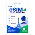 eSIM MIFI Europa 20 países con 30 GB por 30 días frontal