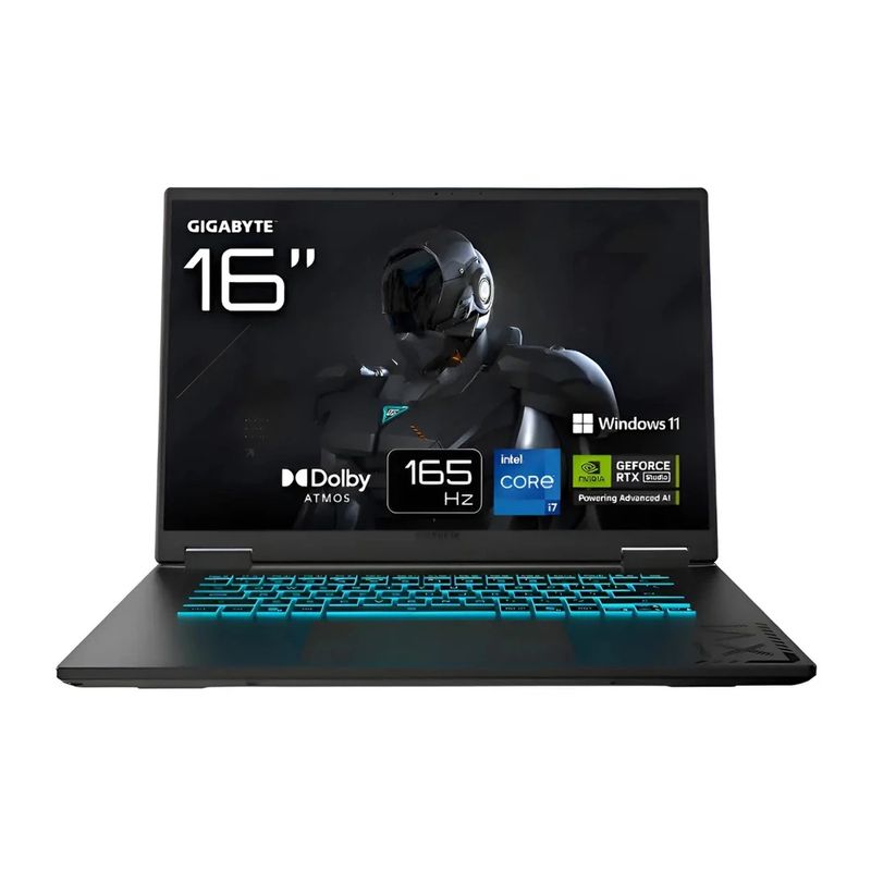 Laptop Gigabyte A16 Core i7 16GB RAM 1TB SSD RTX 5050 negro frontal