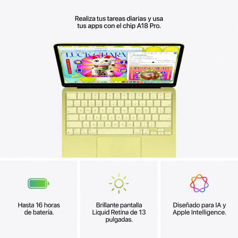MacBook Neo 13" Apple A18 Pro 8GB RAM 256GB SSD Citrus especificaciones
