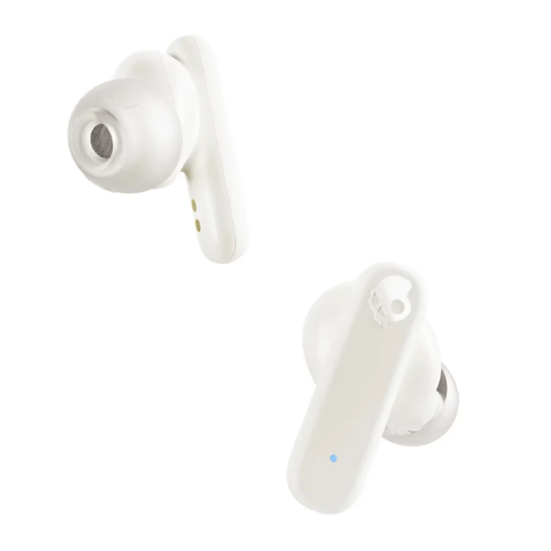 Audífonos Skullcandy Smokin Buds blanco y sidbag morral lila diseño in-ear