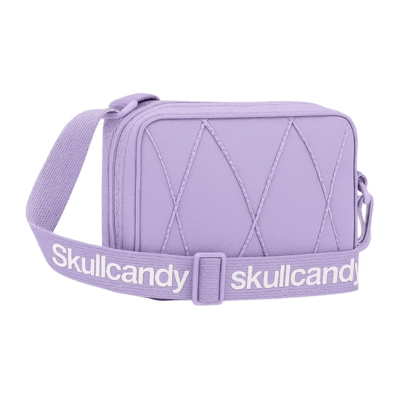 Audífonos Skullcandy Smokin Buds blanco y sidbag morral lila estuche