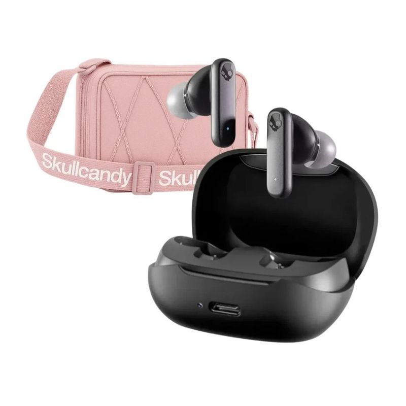 Audífonos Skullcandy Smokin Buds negro y sidbag morral rosa combo