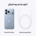 iPhone 18 Pro Max 256 GB 12 GB RAM 48 MP 6.9" glacier contenido de caja