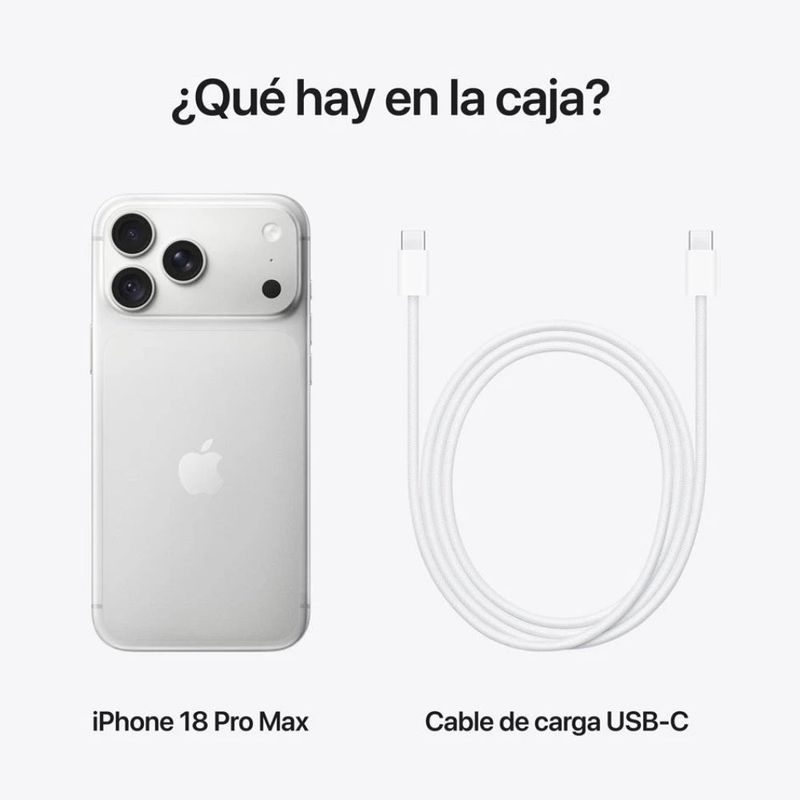 iPhone 18 Pro Max 256 GB 12 GB RAM 48 MP 6.9" silver contenido de caja