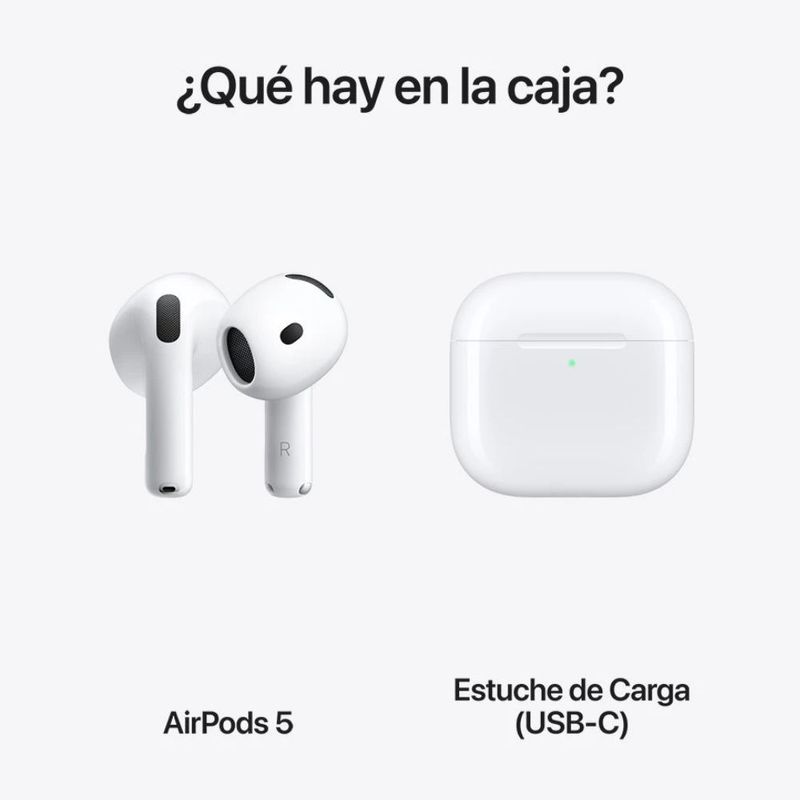 Audífonos Apple AirPods 5 TWS Bluetooth ANC IP57 blanco contenido de caja