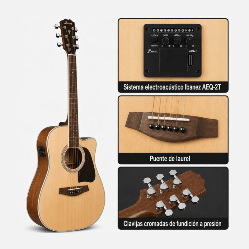 Guitarra electroacústica Ibanez PF16WCE natural high gloss características