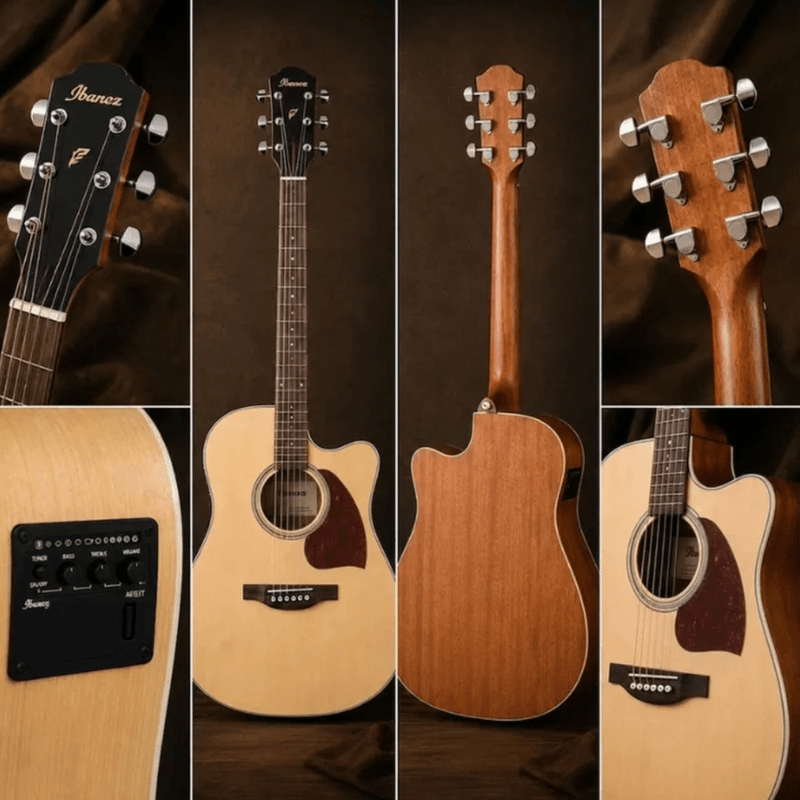 Guitarra electroacústica Ibanez PF16WCE natural high gloss detalles