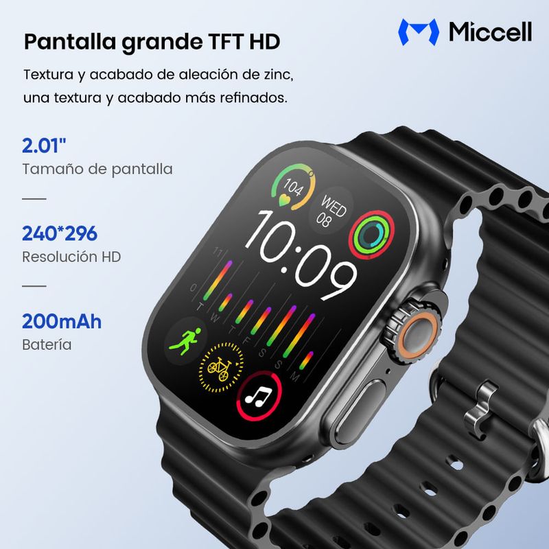 Smartwatch Miccell SM06 con 3 correas negro características