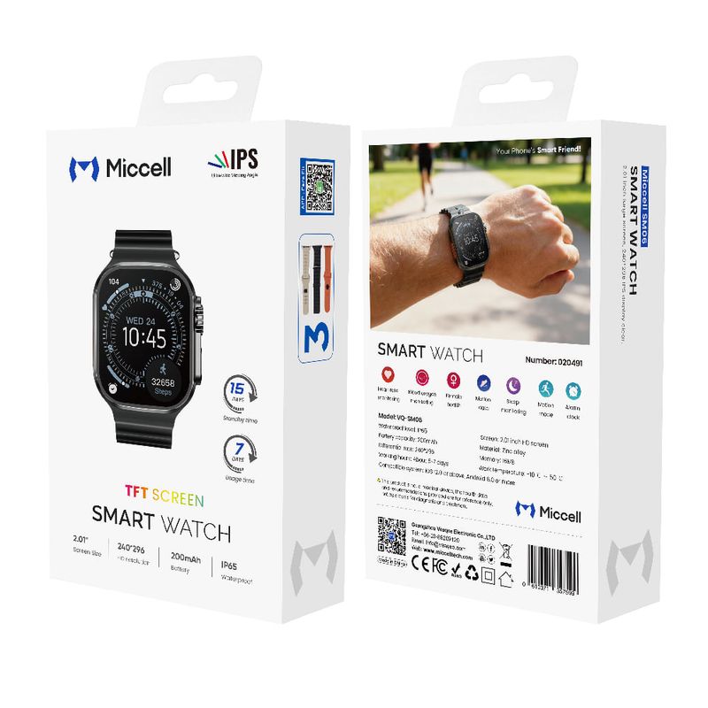 Smartwatch Miccell SM06 con 3 correas negro empaque