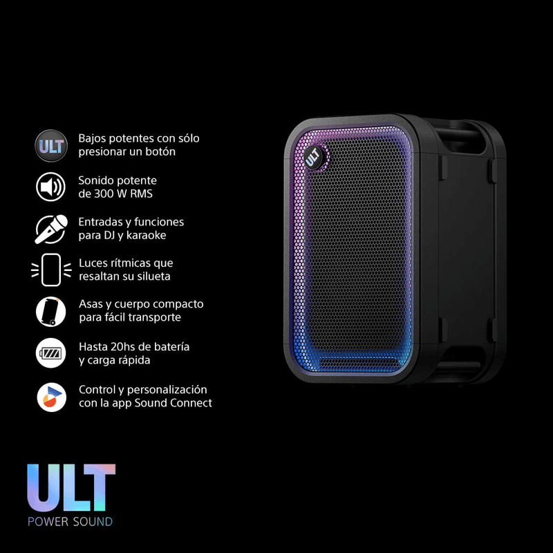 Parlante Sony ULT Tower 5 SRS-ULT500 420W IPX4 negro características