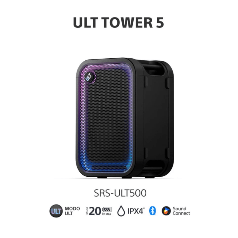 Parlante Sony ULT Tower 5 SRS-ULT500 420W IPX4 negro detalles
