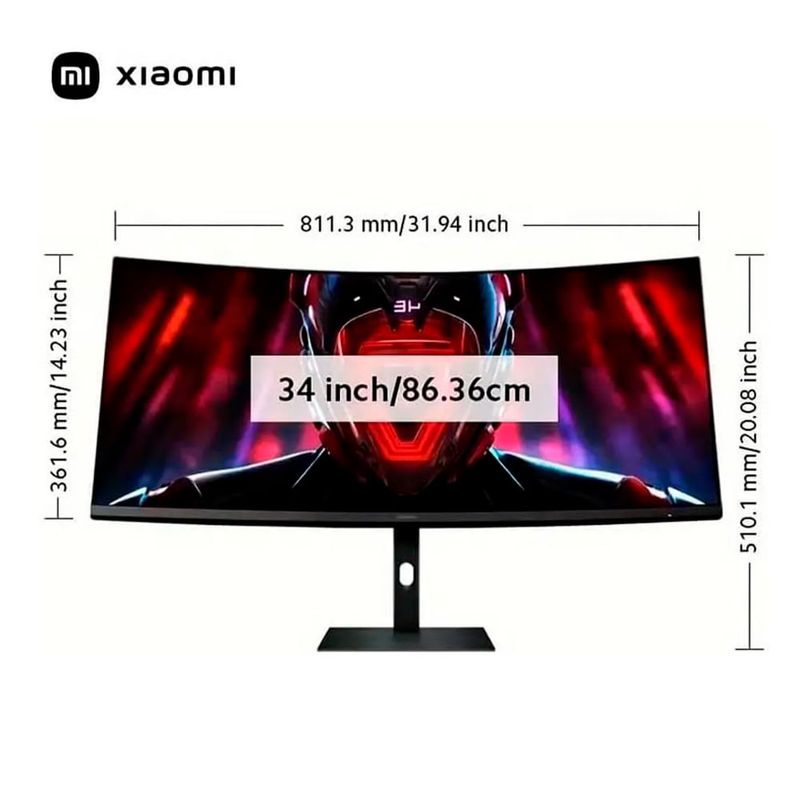 Monitor curvo Xiaomi G34WQi WQHD de 34 pulgadas medidas