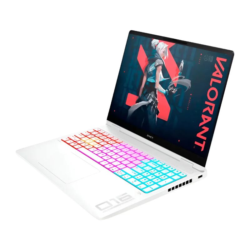 Laptop HP Omen Max 16 Core Ultra 7 RTX 5080 blanco frontal oblicuo