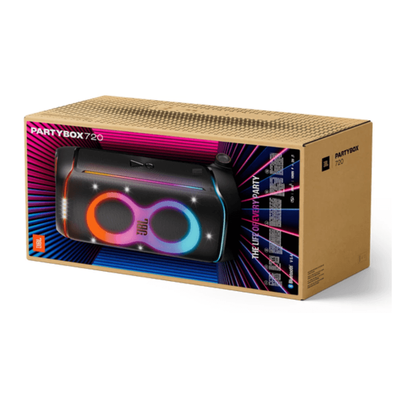 Parlante JBL PartyBox 720 800W Bluetooth 5.4 IPX4 negro caja