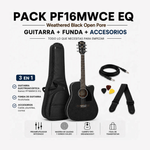 Guitarra electroacústica Ibanez PF16MWCE weathered negro accesorios