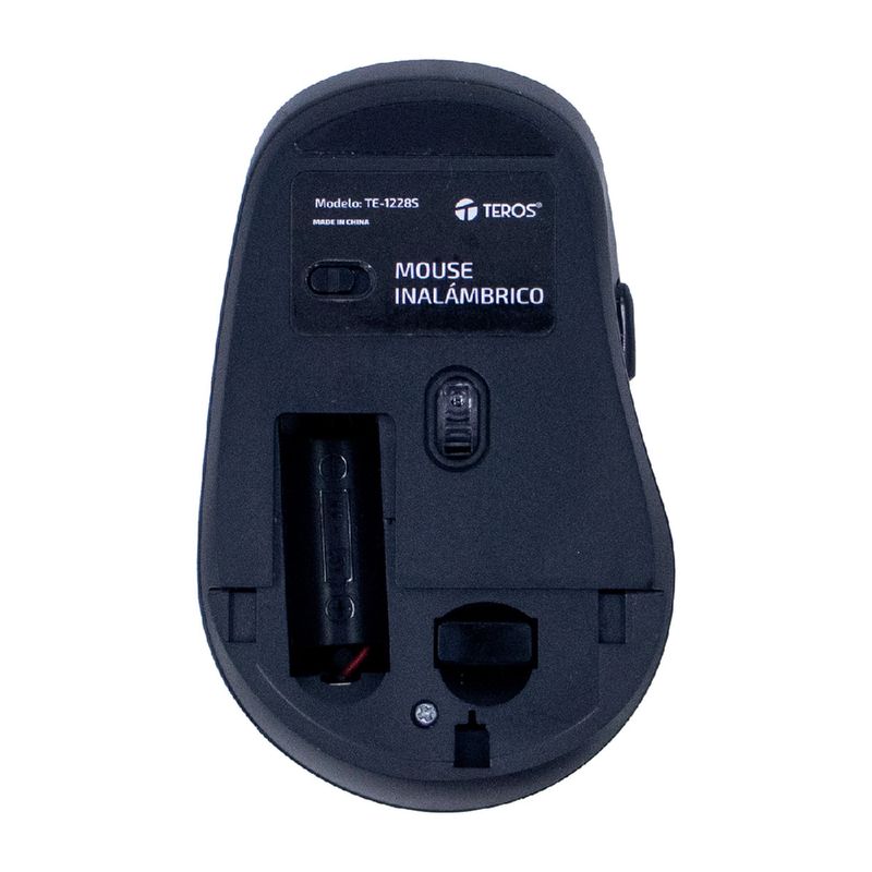 Mouse Teros TE-1228S inalámbrico con 6 botones dorsal