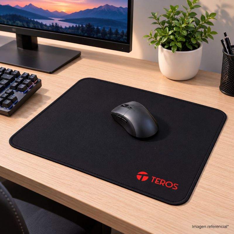 Mouse pad Teros TE-3017S de tela con borde cosido