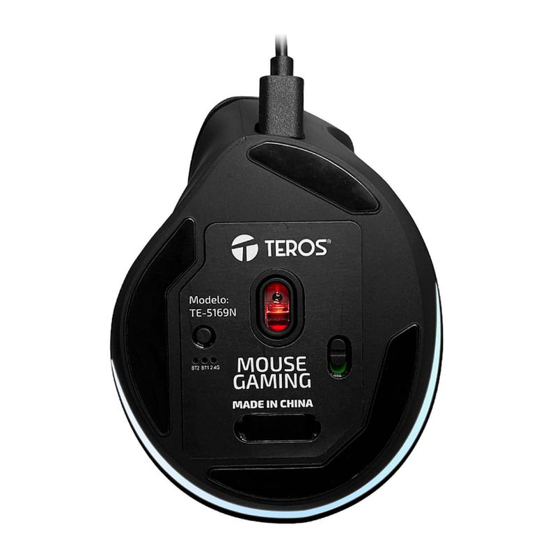 Mouse ergonómico Teros TE-5169N Bluetooth 2400 DPI negro base